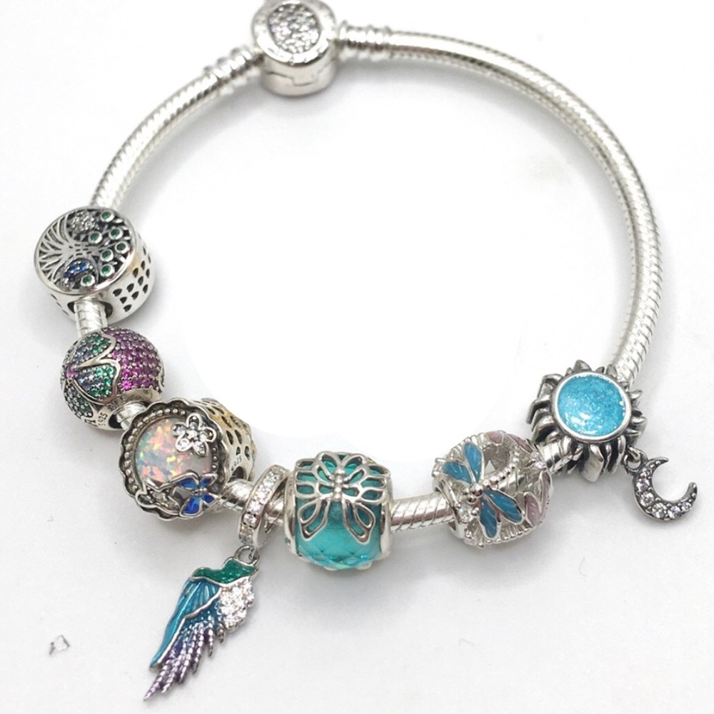 Authentic PANDORA Bracelet With x1 PANDORA Brand charm & rest all 925ss